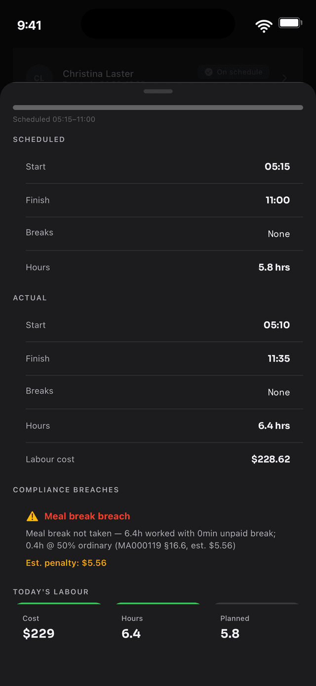 Forq mobile — labour and overtime alerts